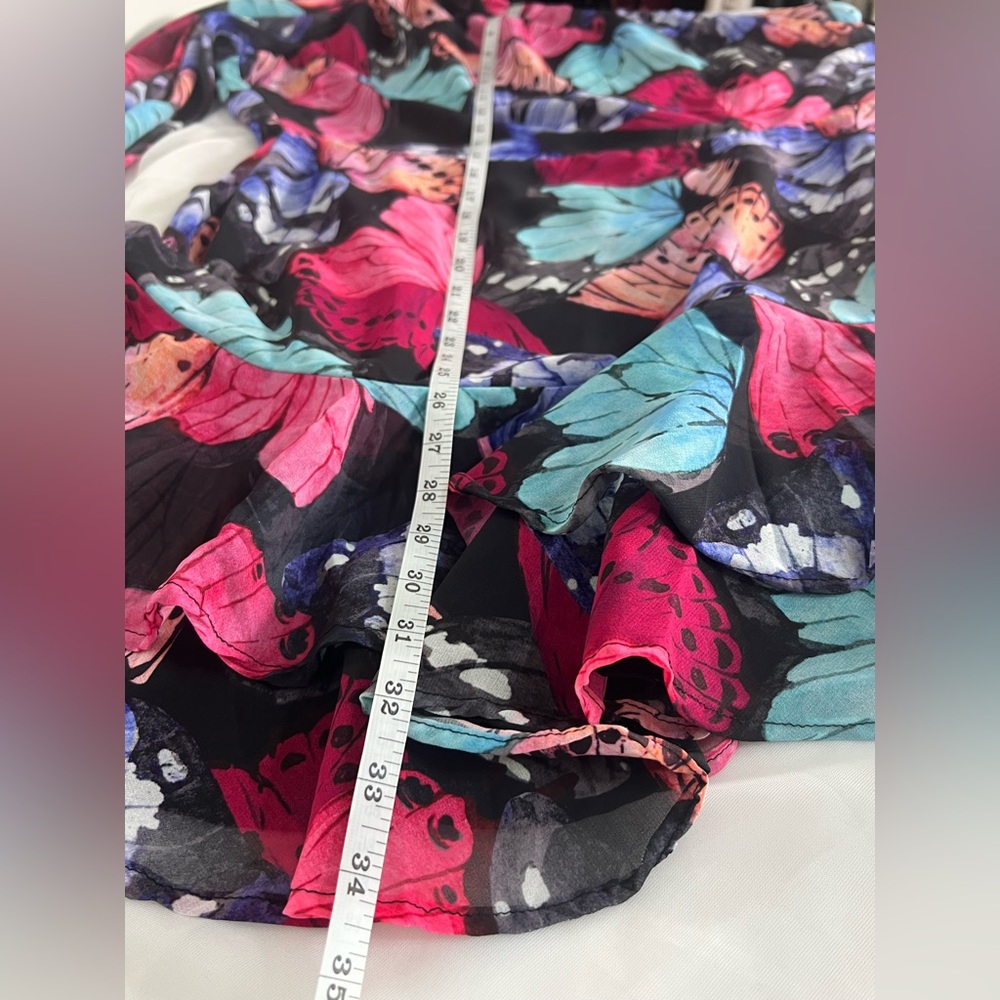 Boston Proper NWT One Shoulder Butterfly Print Multicolor Whimsical Fairy 14 - Picture 9 of 12